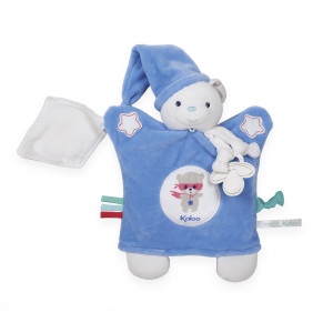 Doudou Marionnette Ourson Bleu 20 cm