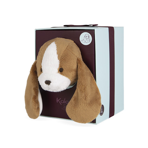 Peluche chien Fox ivoire avec panier (25 cm)