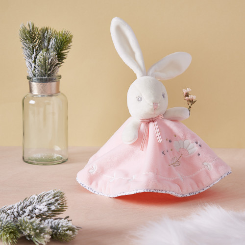 Doudou lapin rond Rose