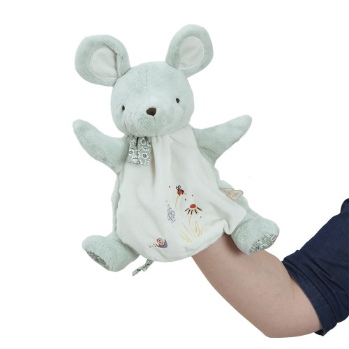 Doudou marionnette souris "Une souris verte", comptine bébé, doudou souris KALOO