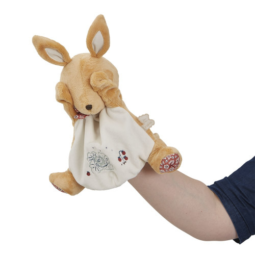 Doudou marionnette lapin, doudou lapin comptine bébé KALOO