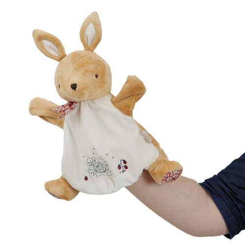 Doudou marionnette lapin, doudou lapin comptine bébé KALOO