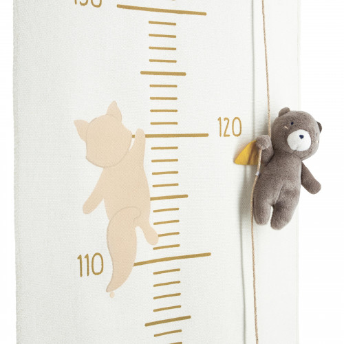 Toise bébé chambre chambre d'enfant ours - Toile - bois - 200x20 cm -  Décoration Mètre