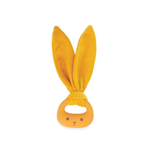 Anneau de dentition en silicone lapin - Ocre, anneau jaune et lapin en peluche pour bébé dès la naissance - Lapinoo KALOO