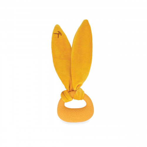 Anneau de dentition en silicone lapin - Ocre, anneau jaune et lapin en peluche pour bébé dès la naissance - Lapinoo KALOO