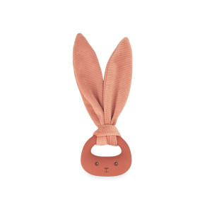 Anneau de dentition en silicone lapin - Terracotta, anneau et lapin en peluche rose pour bébé dès la naissance - Lapinoo KALOO