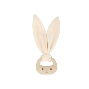 Anneau de dentition en silicone lapin - Crème, anneau et lapin en peluche blanc pour bébé dès la naissance - Laipnoo KALOO