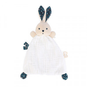 Doudou peluche lapin boule, jaune bleu rouge, bandana rouge, Kaloo - sos  doudou perdu, www.doudoupeluche.fr