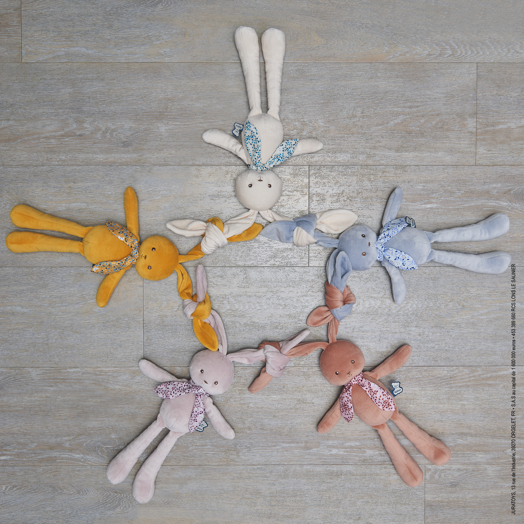 Peluche lapin Kaloo jaune et rose Pop Kaloo